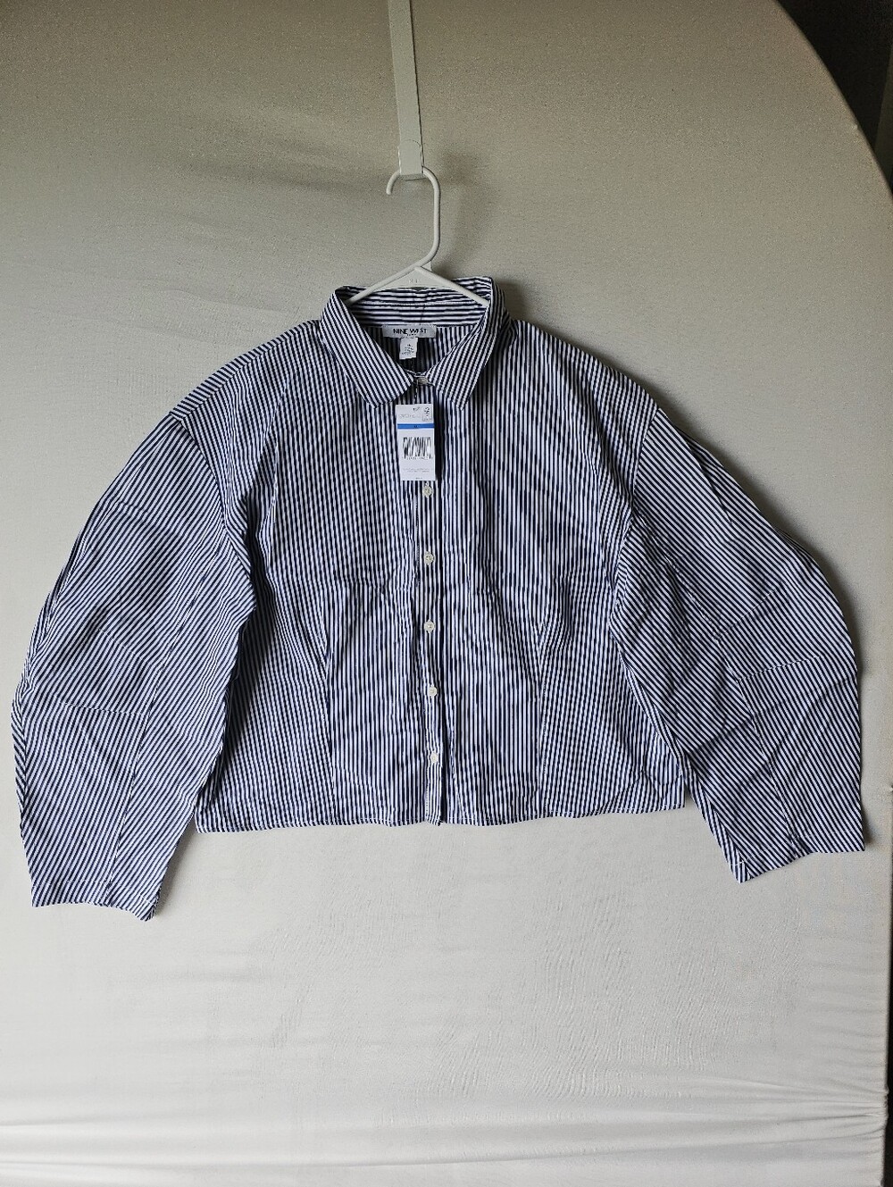 New NINE WEST JEANS Shirt with Tags, Blue and White Stripes, Size XL - Picture 3 of 16